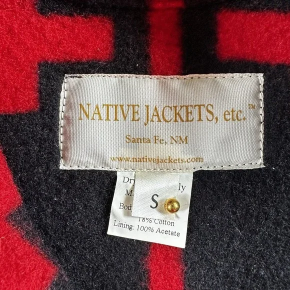 Native Jackets Vest SW Santa Fe Wool Blanket Geometric Buffalo Nickel Buttons SM - Picture 5 of 8